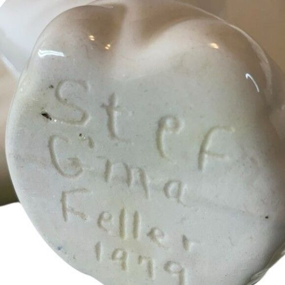 VTG 79s Stef GMA Feller Glazed Ceramic Elephant Figurine Trunk Up 19"X12"X6" - Picture 2 of 16